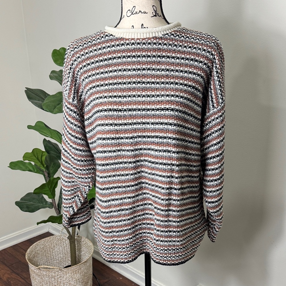 CABIN CREEK Fisherman’s Knit VTG Striped Sweater Size L 90’s Y2K Eclectic Retro